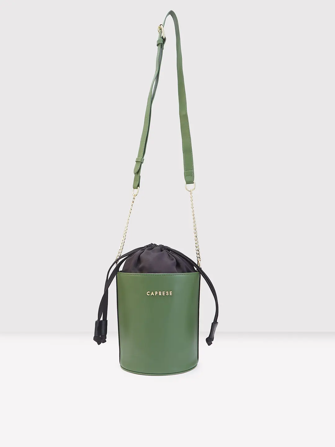 Caprese Lizzy Medium Olive Drawstring Sling Bag - Image 12