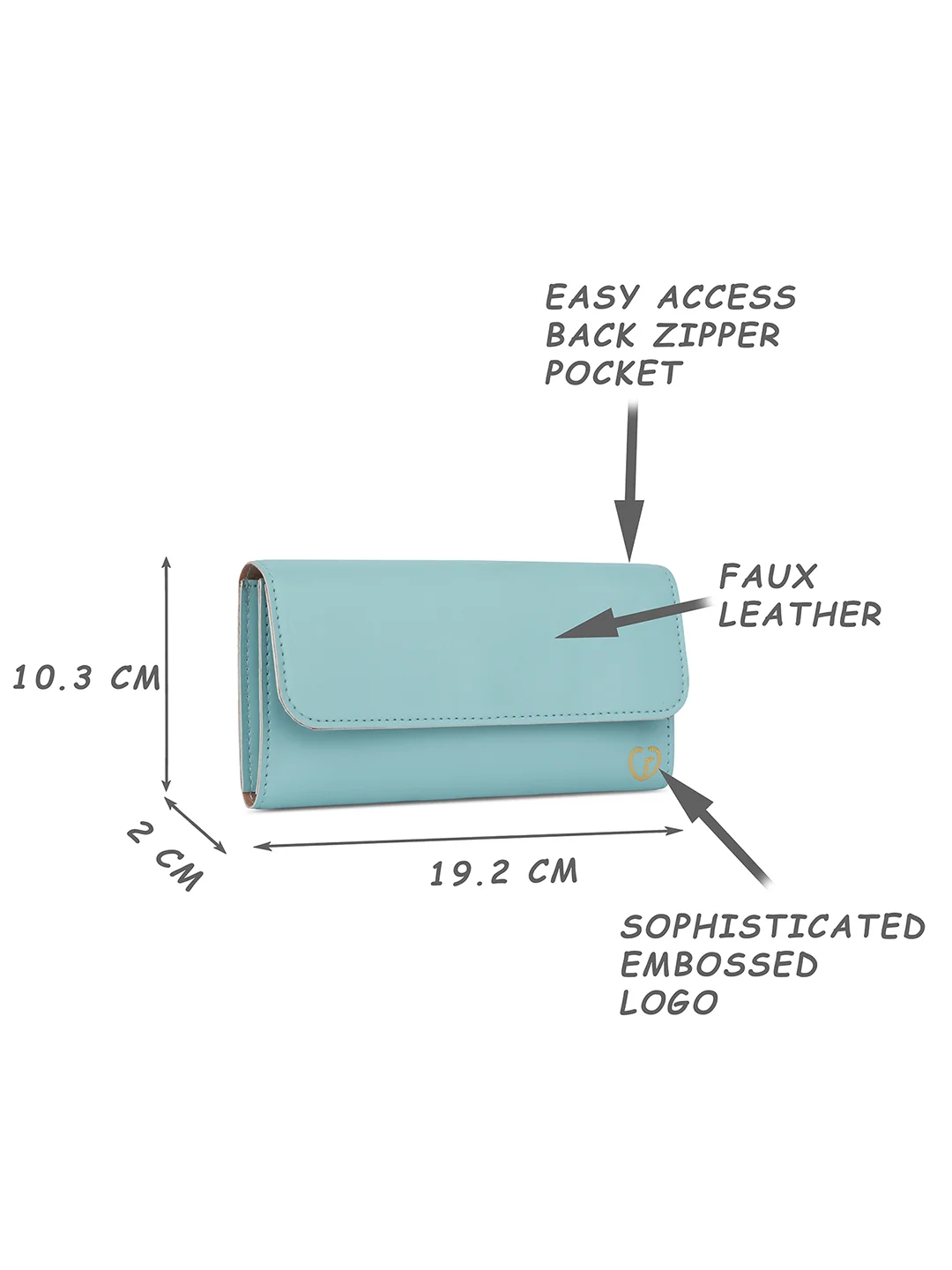 Caprese Lotte Medium Light Blue Wallet - Image 3