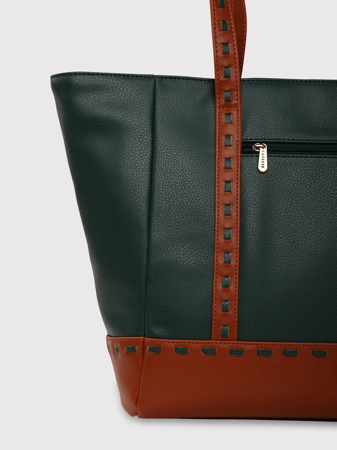 Caprese Lucca Medium Solid Green Tote Bag - Image 6