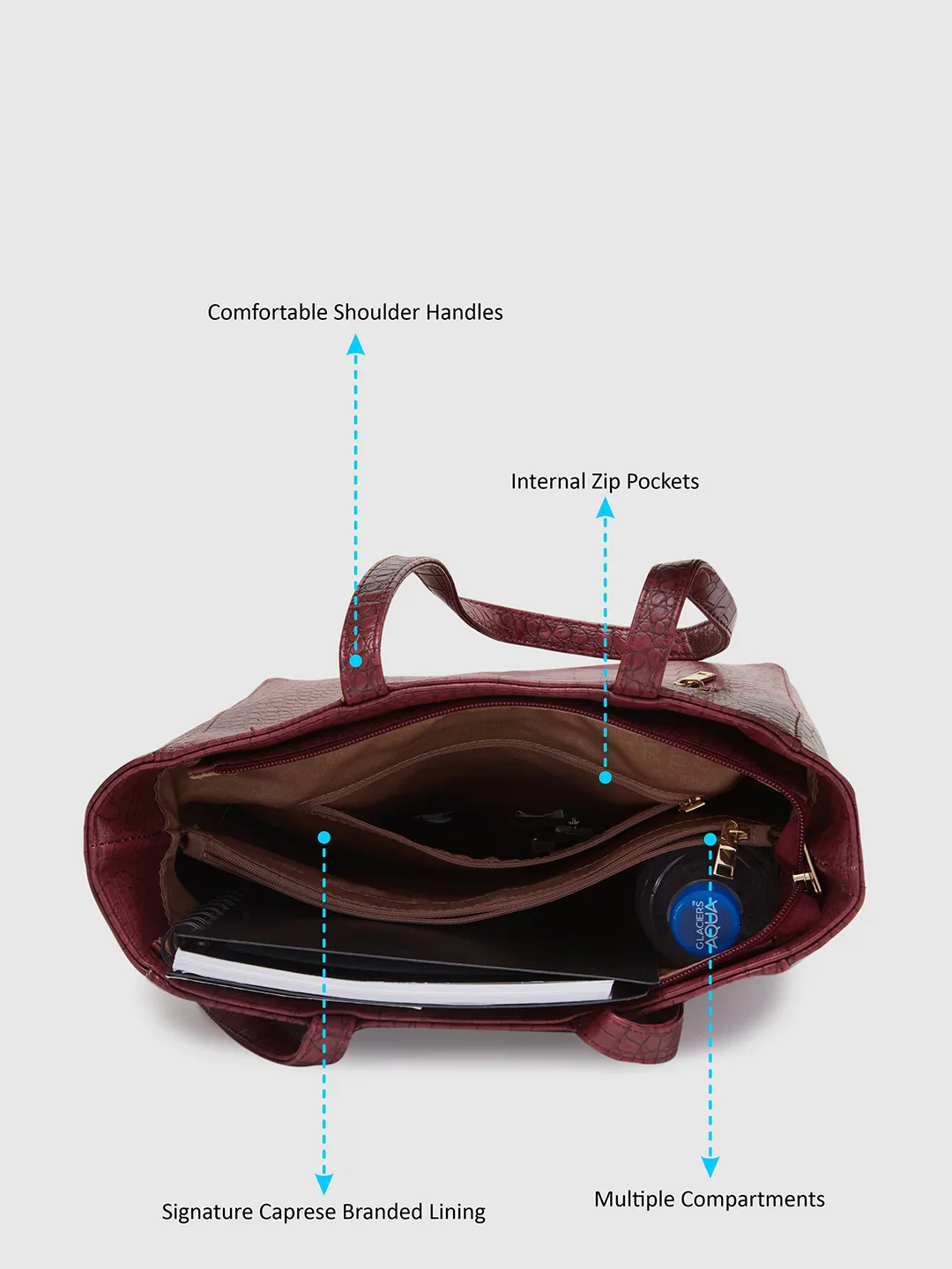Caprese Luciana Medium Plum Tote Bag - Image 7