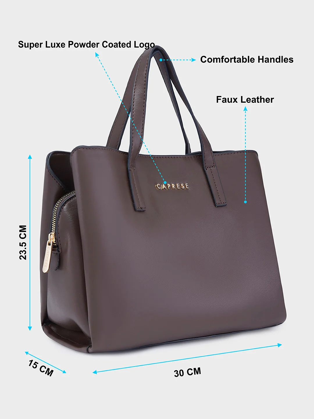 Caprese Lucie Medium Brown Satchel Bag - Image 7