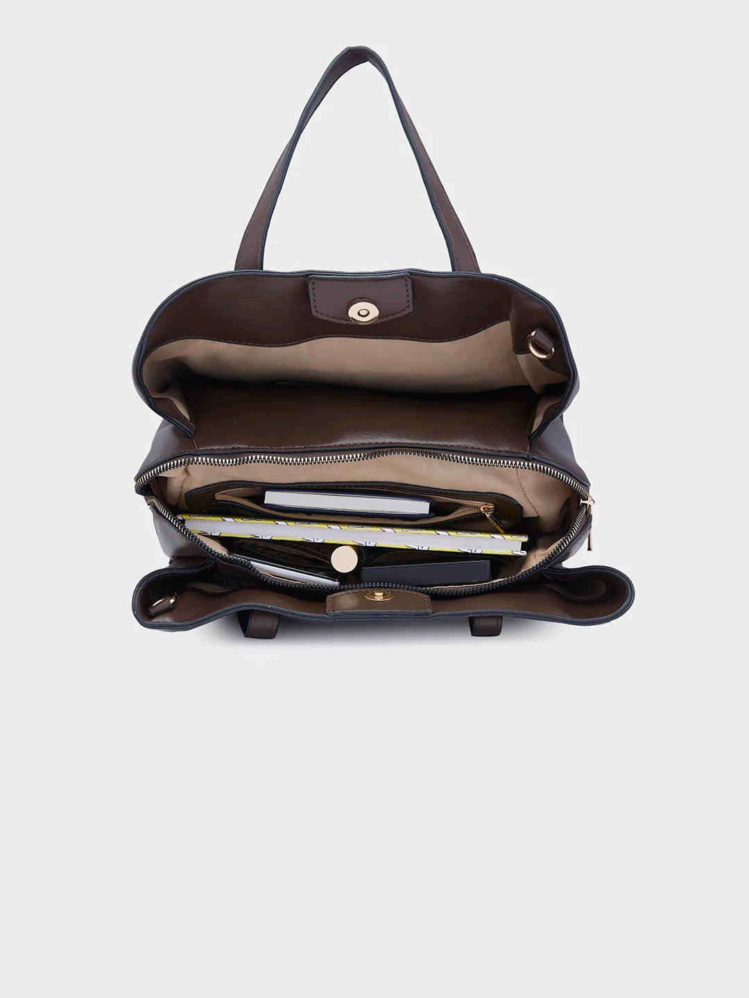 Caprese Lucie Medium Brown Satchel Bag - Image 9