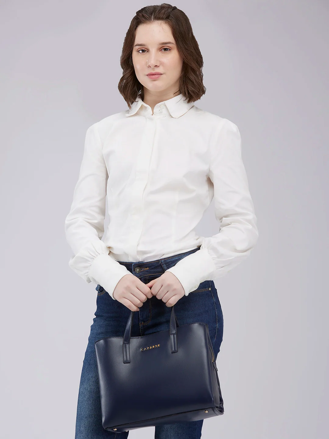 Caprese Lucie Medium Navy Satchel Bag - Image 13