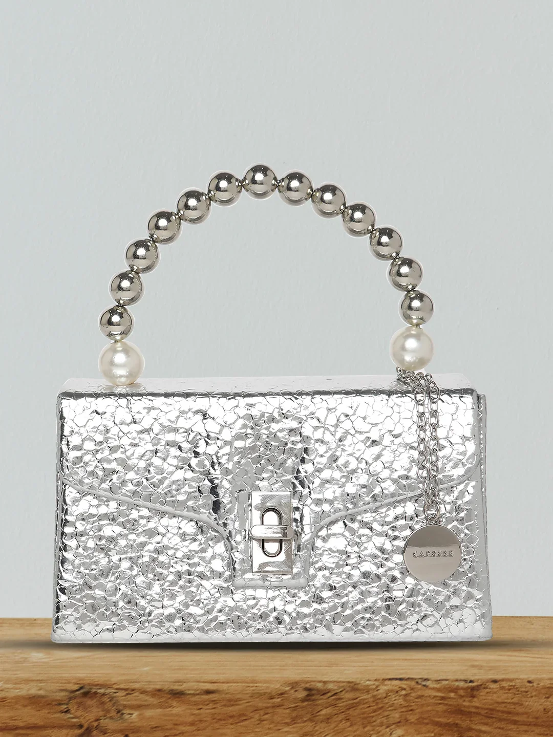 Caprese Lucy Pearl Small Silver Clutch - Image 2