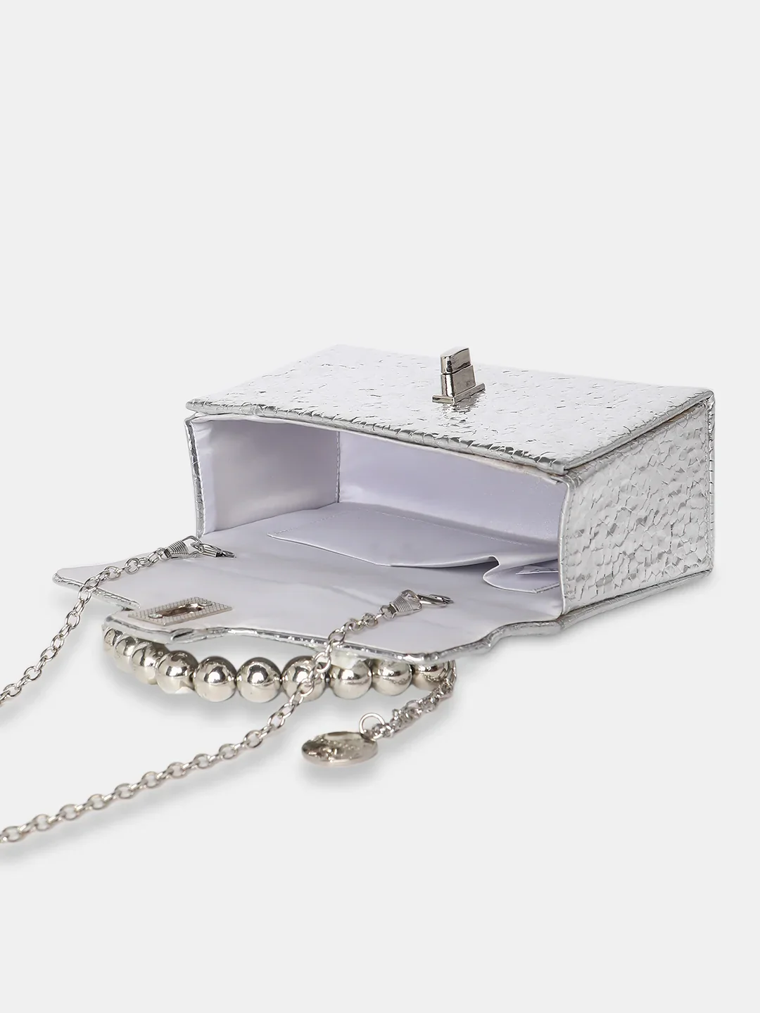 Caprese Lucy Pearl Small Silver Clutch - Image 9