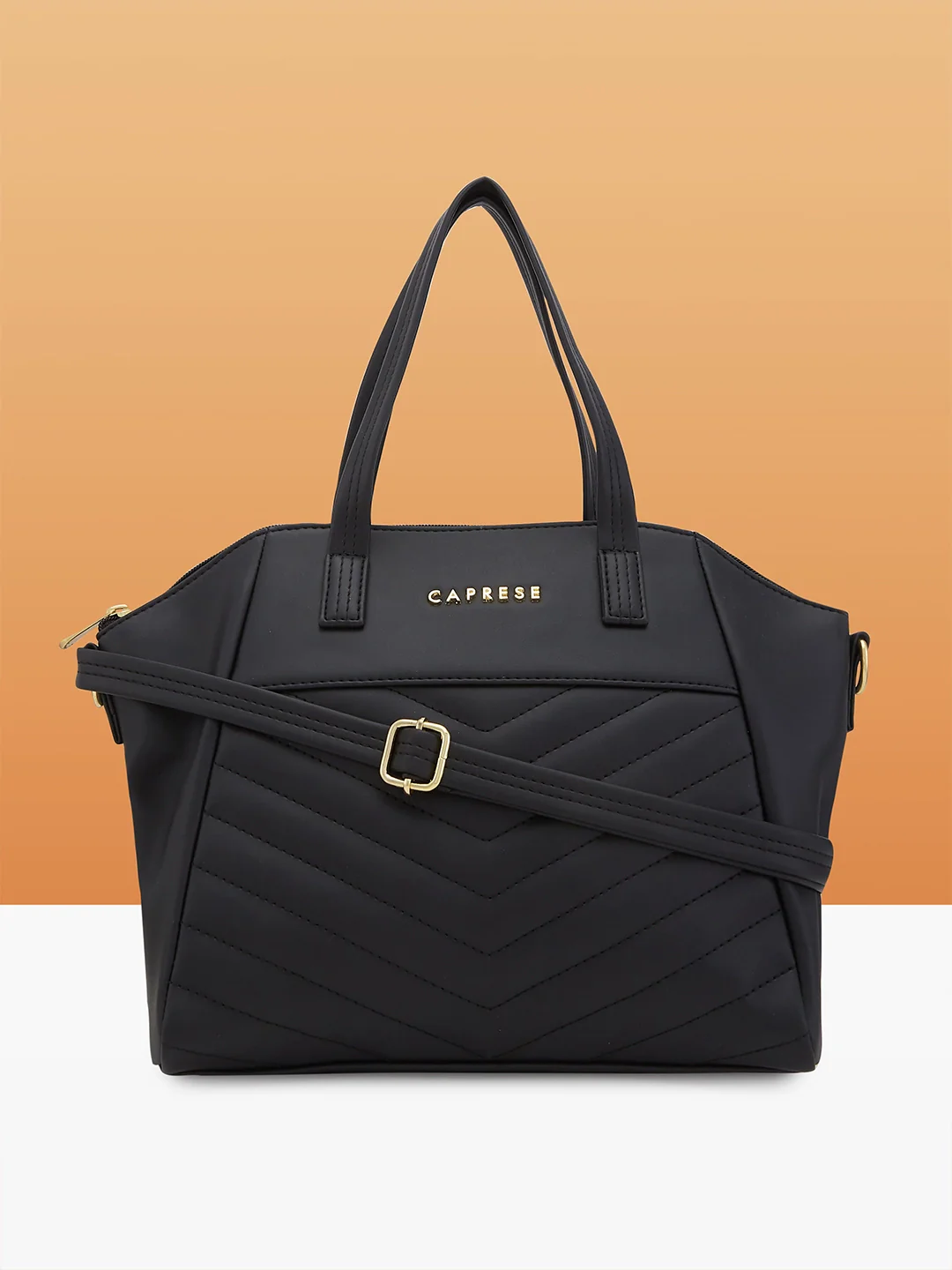 Caprese Lucya Medium Black Satchel Bag