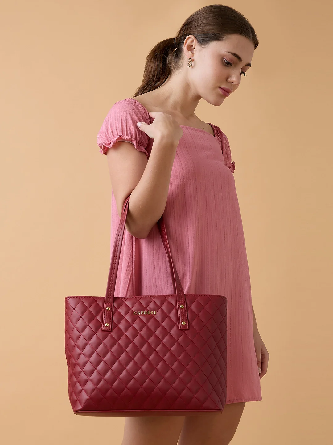 Caprese Lucya Medium Red Tote Bag - Image 7