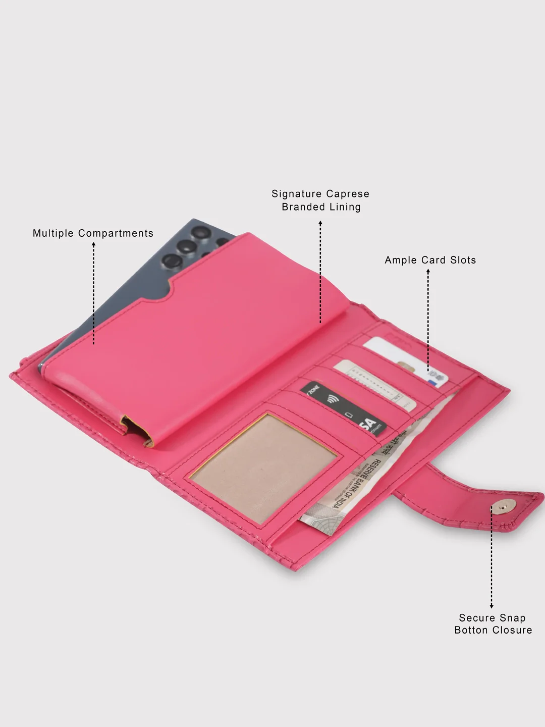 Caprese Luna Medium Fuchsia Bifold Wallet - Image 11