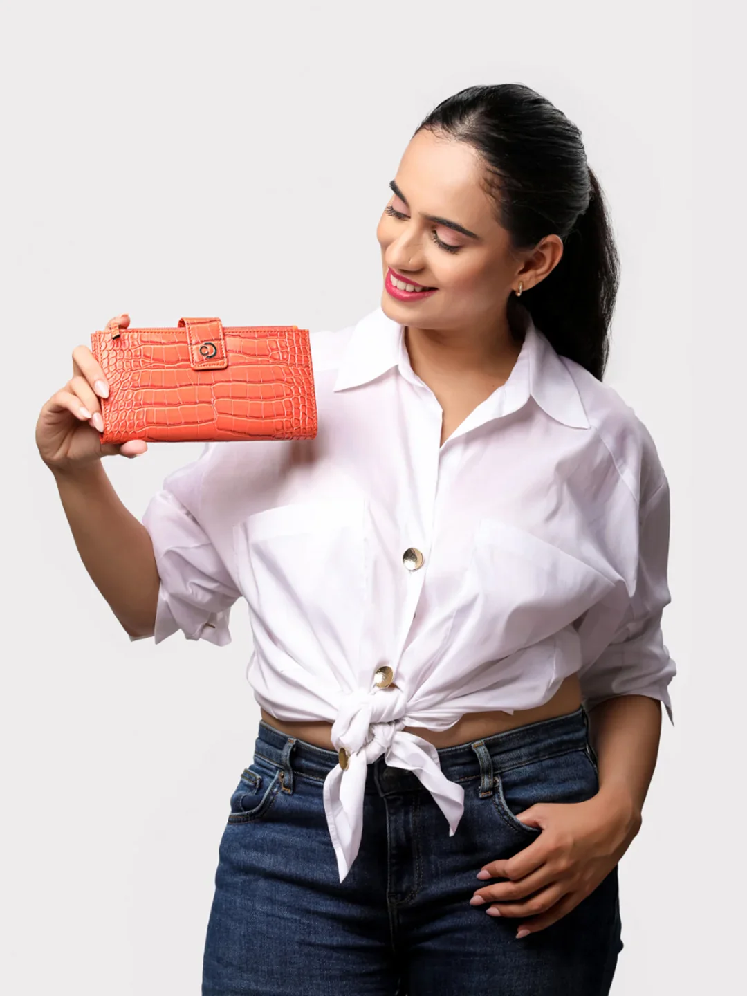Caprese Luna Medium Orange Bifold Wallet - Image 2
