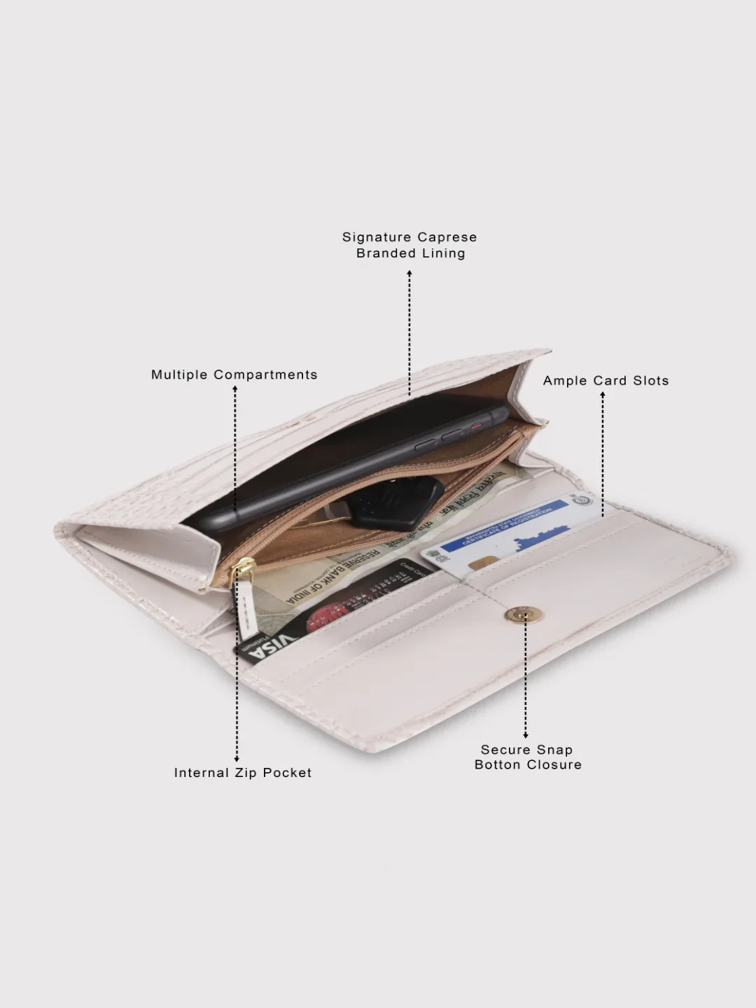 Caprese Luna Medium Cream Flap Wallet - Image 11