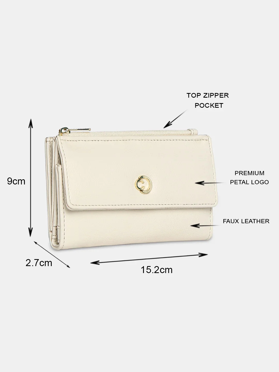 Caprese Luzie Small Beige Wallet - Image 10