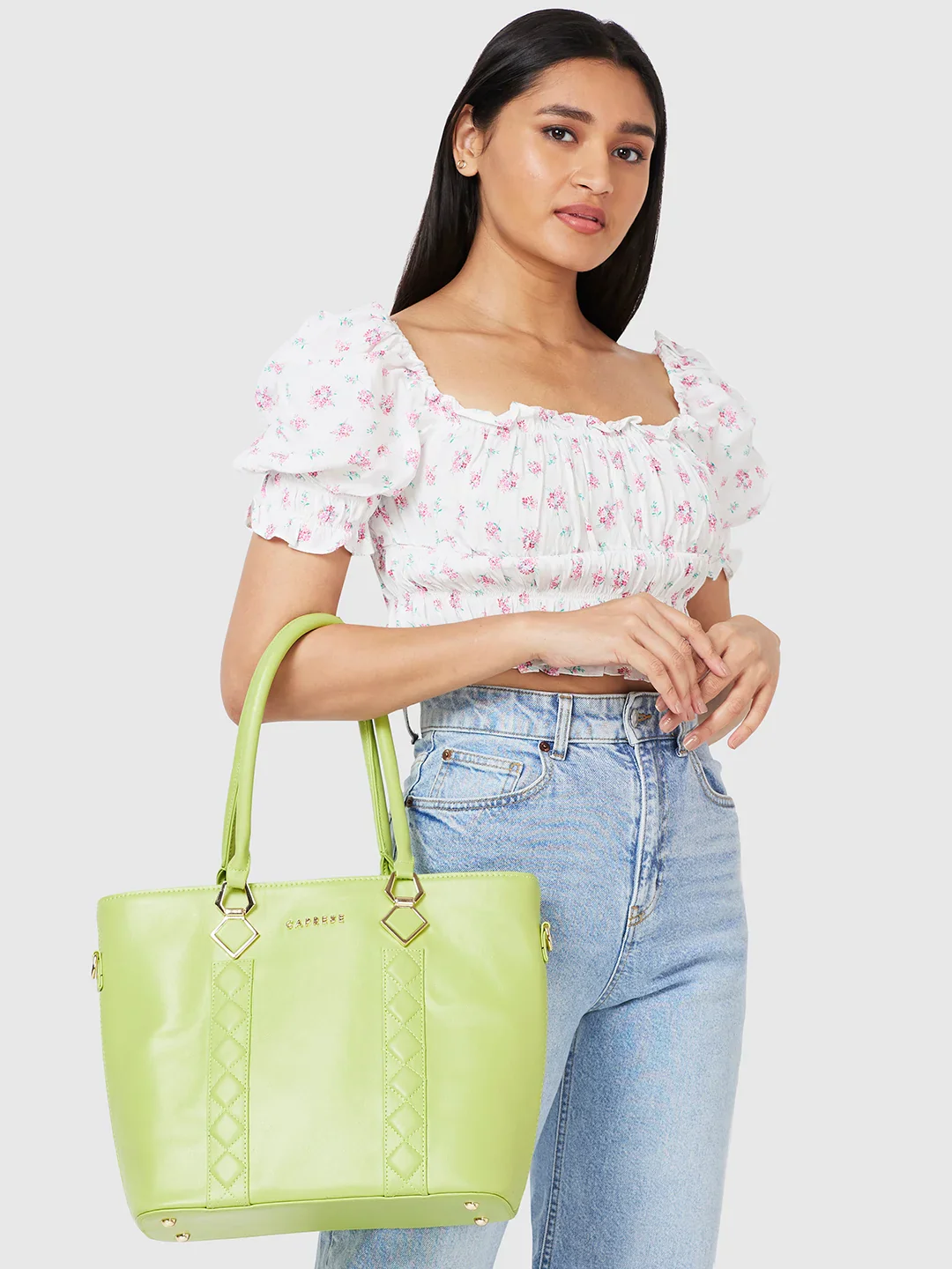 Caprese Lydia Large Lime Tote Bag - Image 12