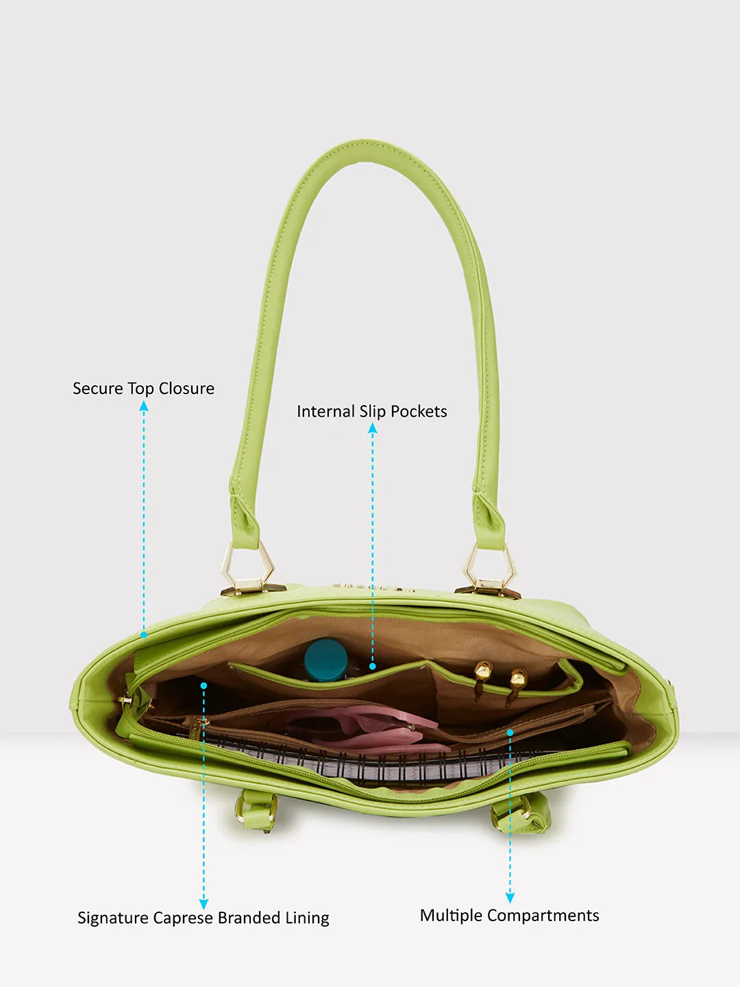 Caprese Lydia Large Lime Tote Bag - Image 8