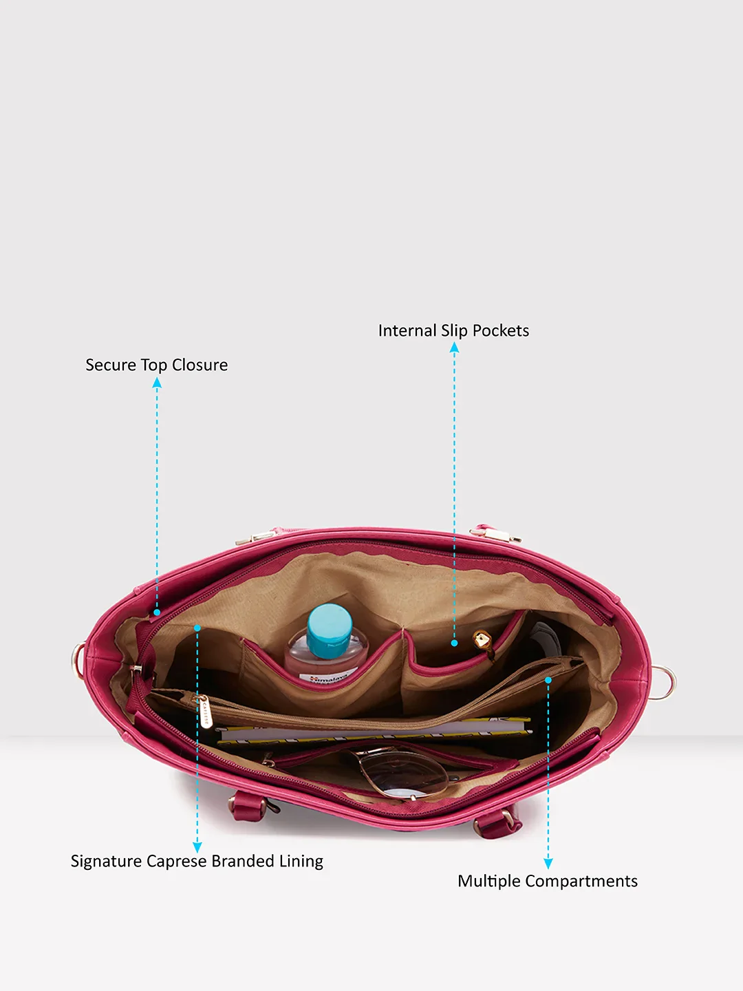 Caprese Lydia Medium Raspberry Pink Tote Bag - Image 7