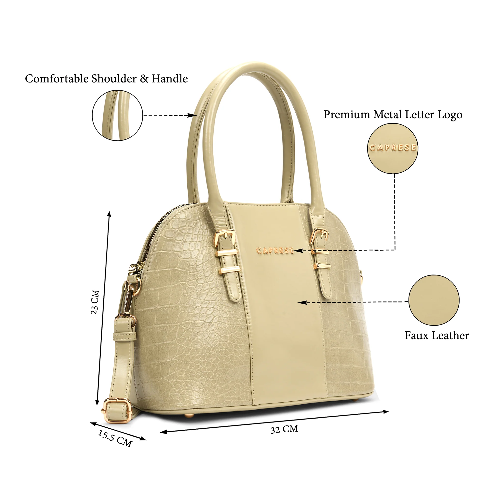 Caprese  Macie Medium Alpine Oat Satchel Bag - Image 8