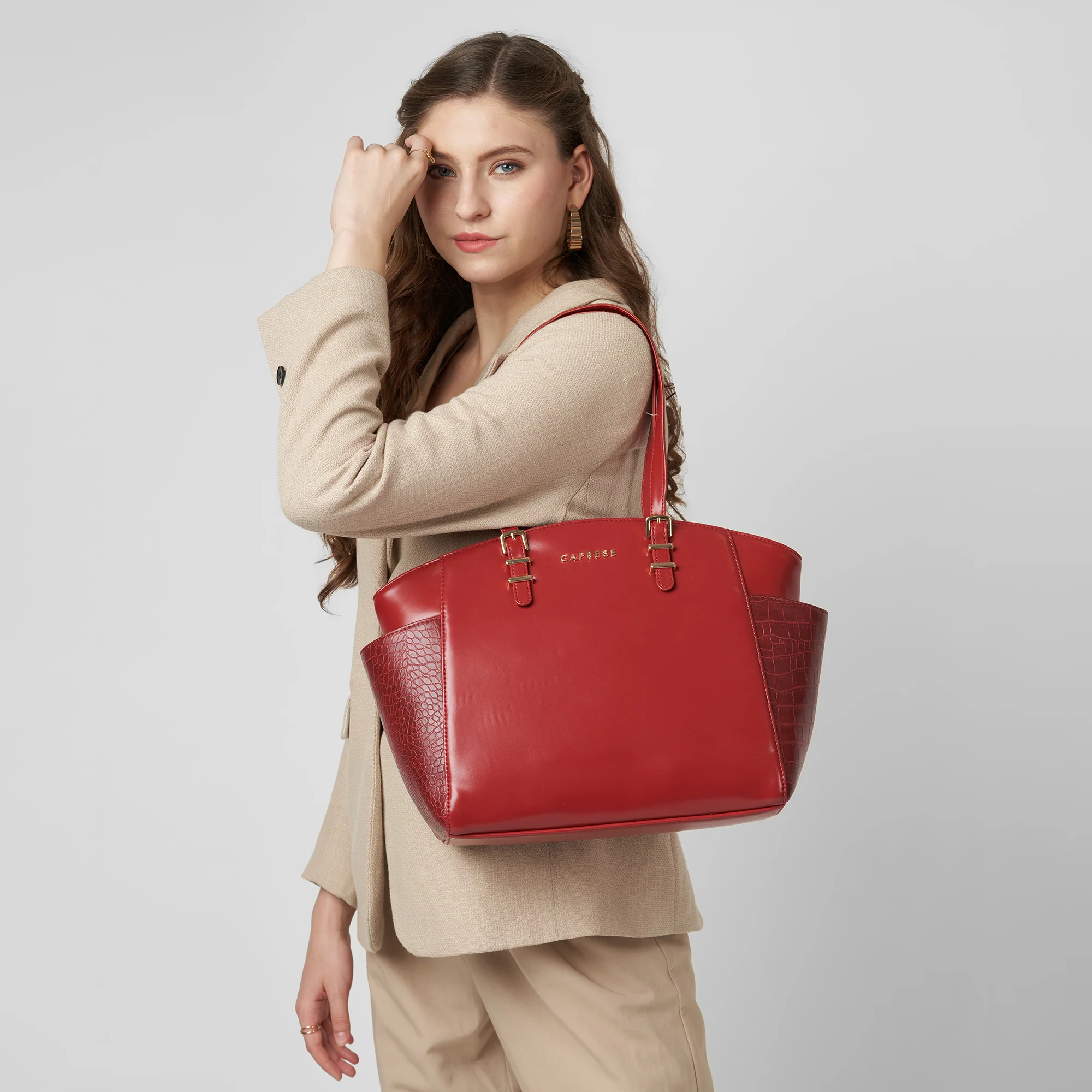 Caprese  Macie Medium Cherry Lacquer Tote Bag - Image 9