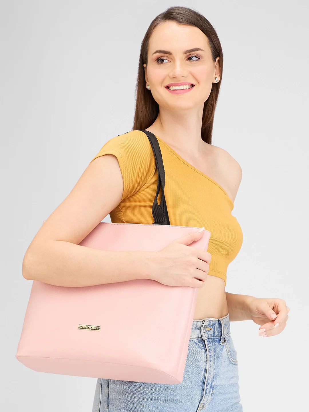 Caprese Macy Large Pink & Black Tote Bag - Image 2