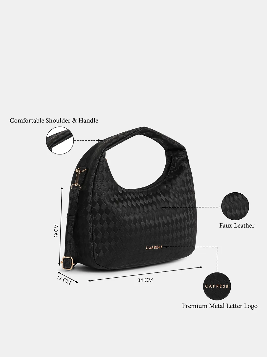 Caprese  Maddy Medium Black Hobo Bag - Image 8