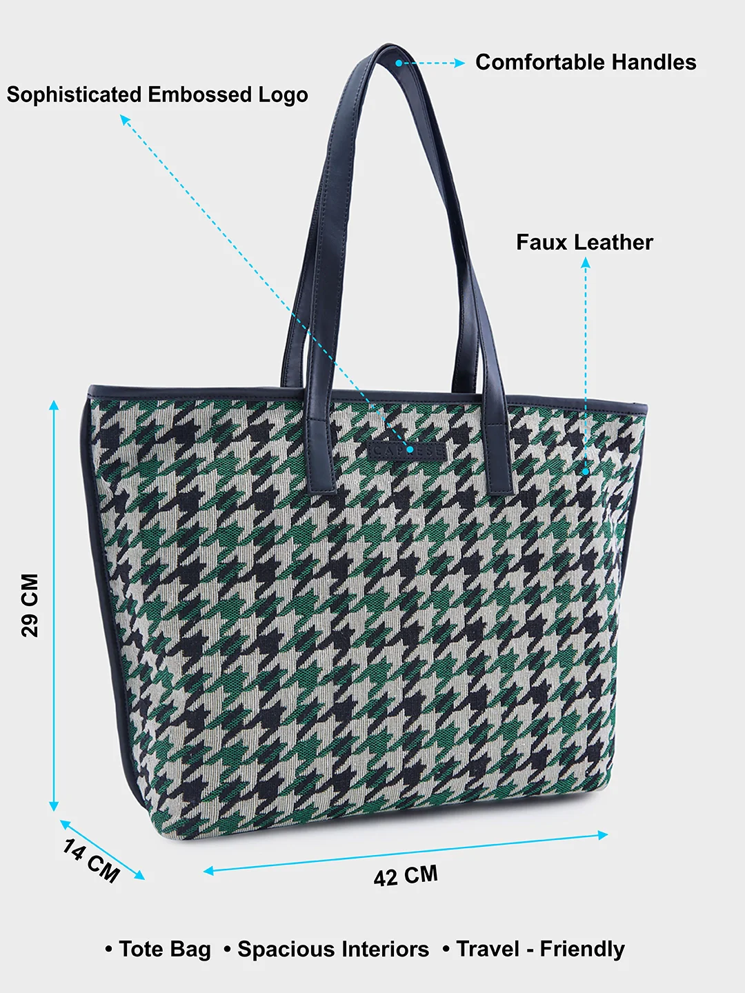 Caprese Madina Large Green Tote Bag - Image 4