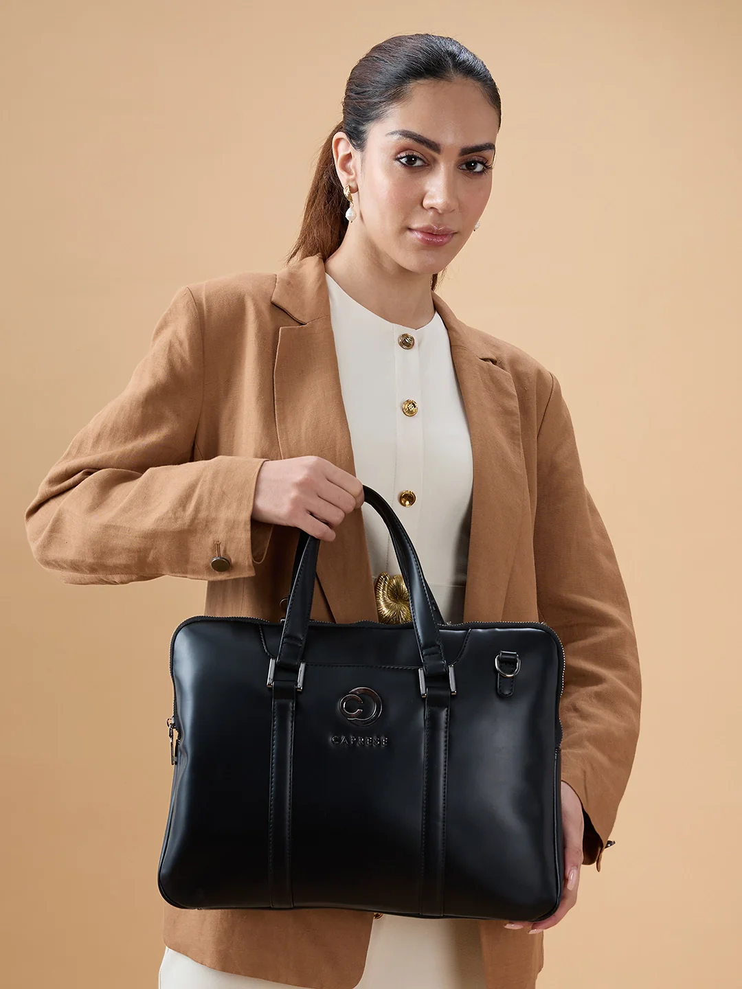 Caprese Malta Large Black Laptop Bag - Image 10