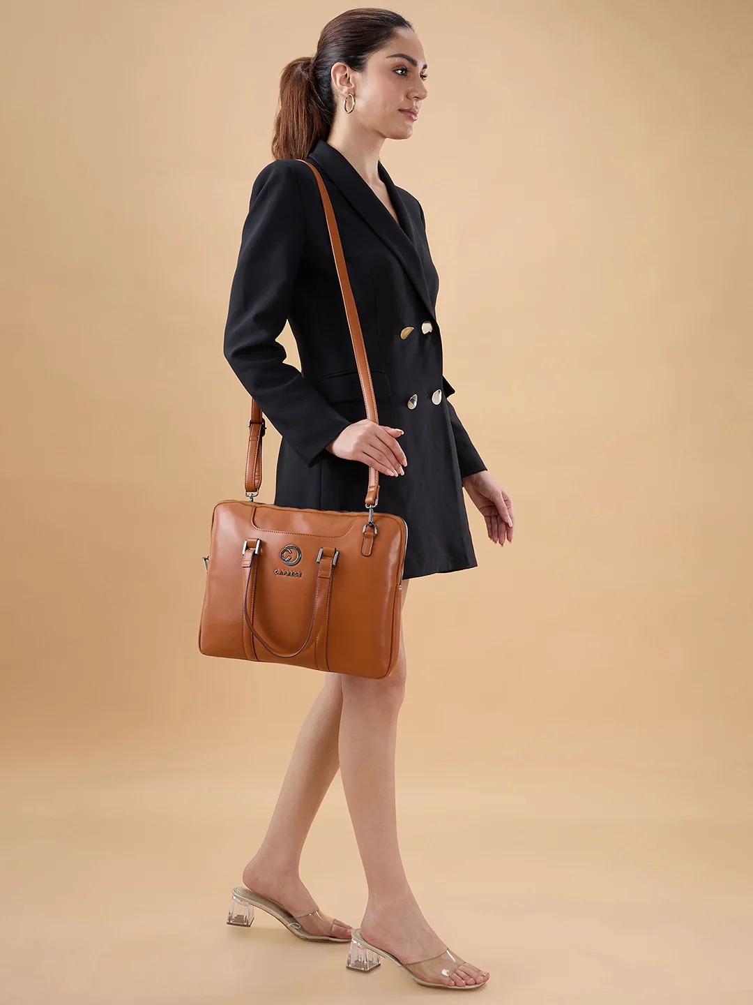 Caprese Malta Large Tan Laptop Bag - Image 9