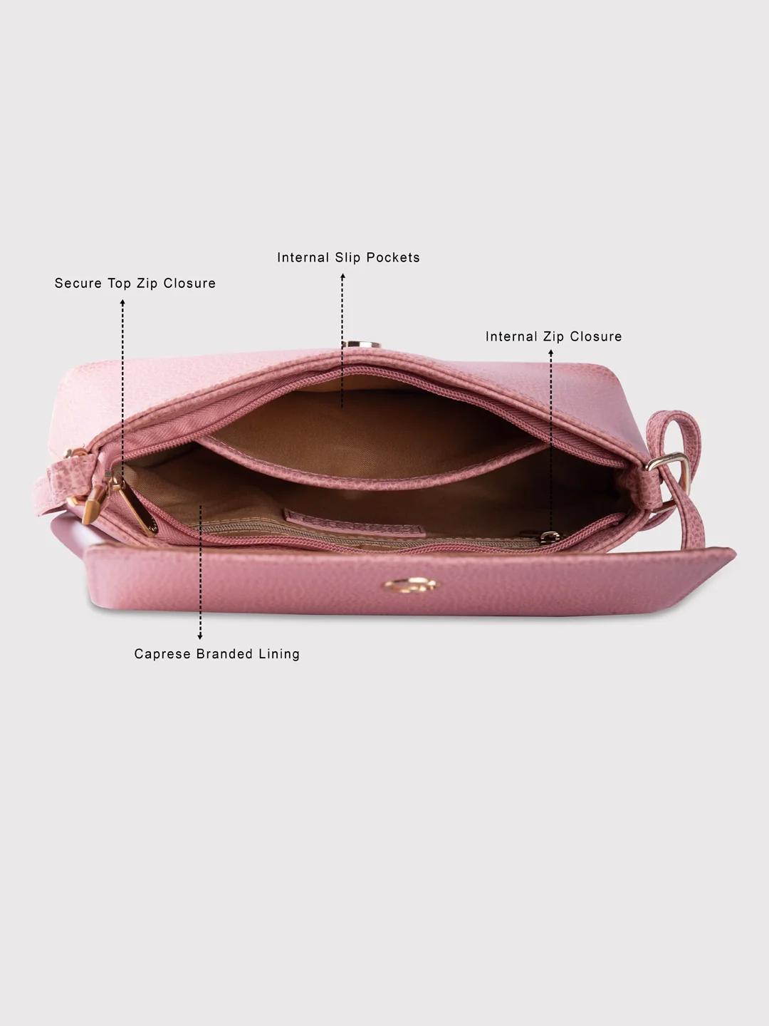 Caprese March Medium Blush Sling Bag - Image 9