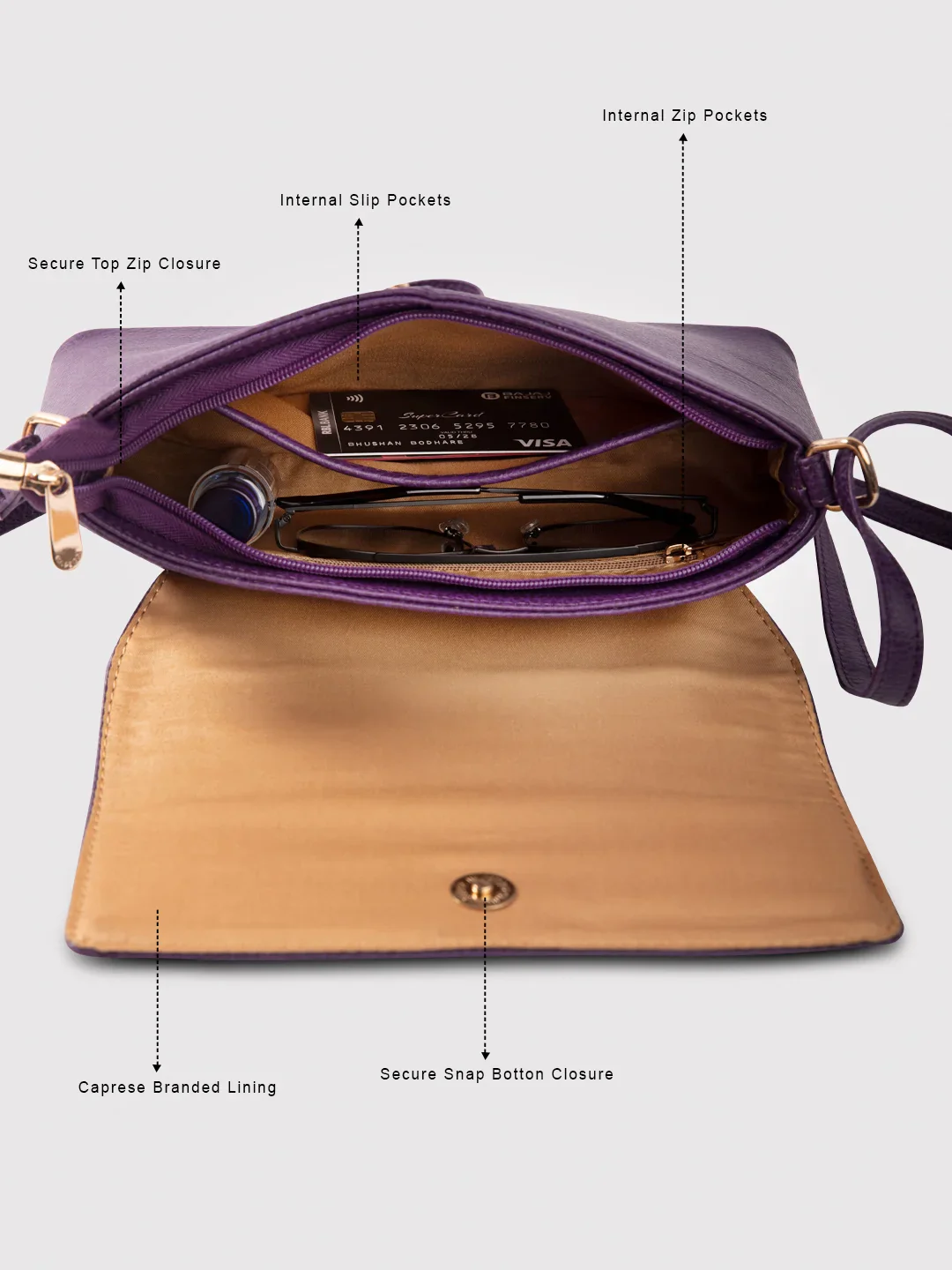 Caprese March Medium Grape Sling Bag - Image 10