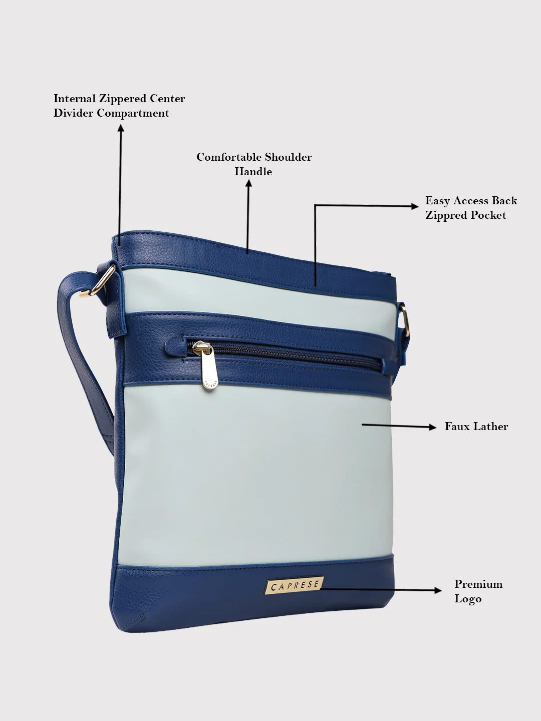 Caprese Marciano Medium Striped Navy Sling Bag - Image 3