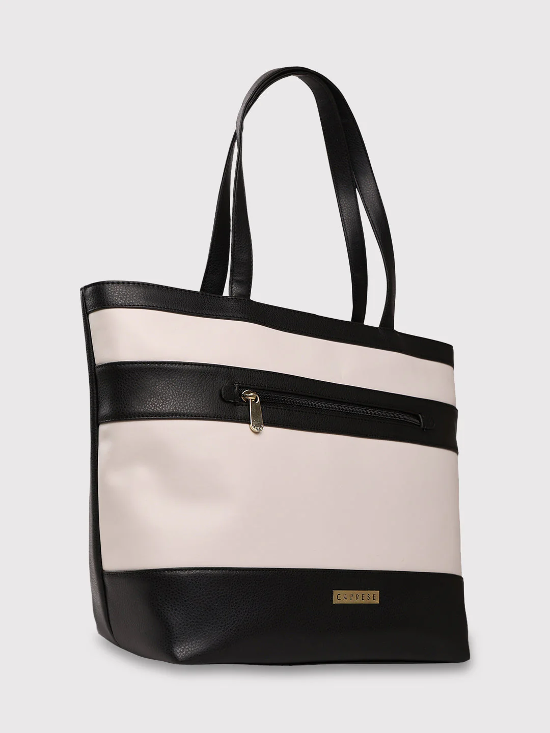 Caprese Marciano Medium Striped Black Tote Bag - Image 4