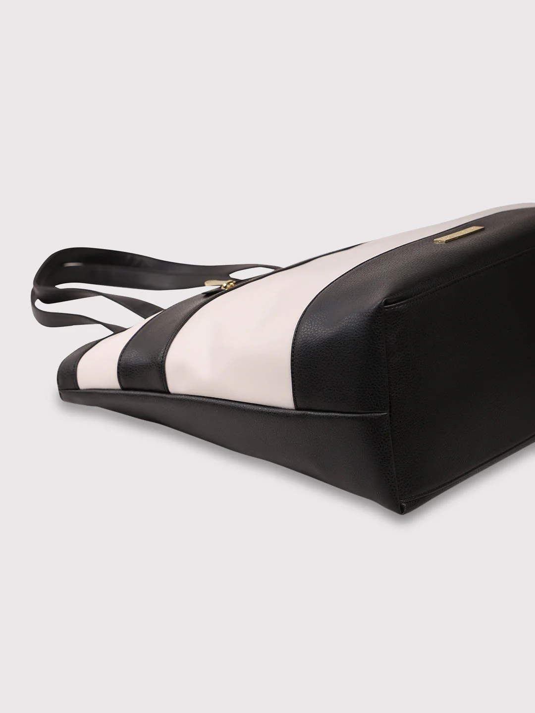 Caprese Marciano Medium Striped Black Tote Bag - Image 7