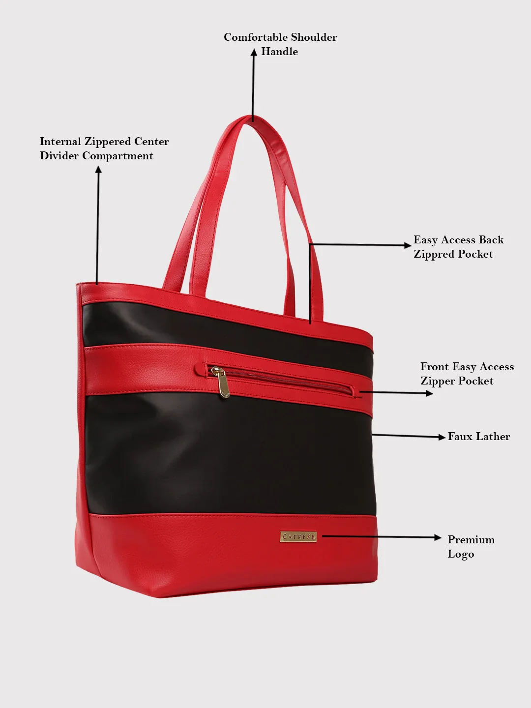 Caprese Marciano Medium Red Tote Bag - Image 4