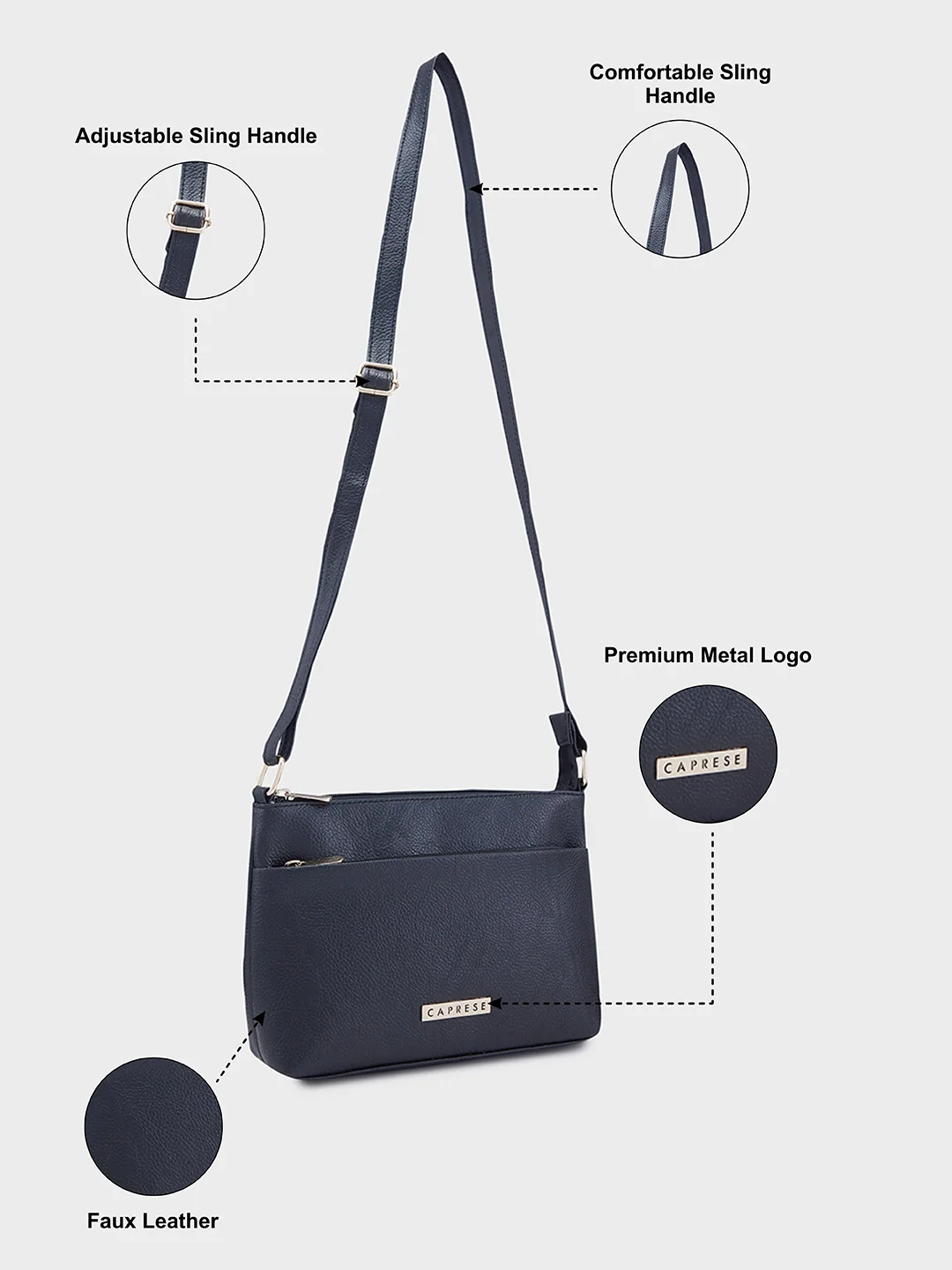 Caprese Marco Medium Black Crossbody Bag - Image 5