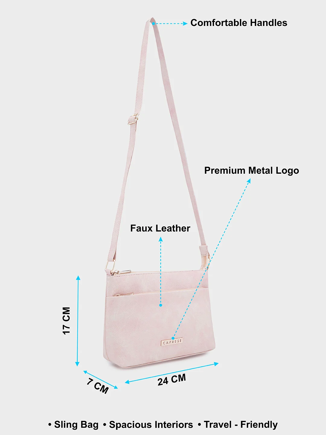 Caprese Marco Medium Blush Crossbody Bag - Image 6