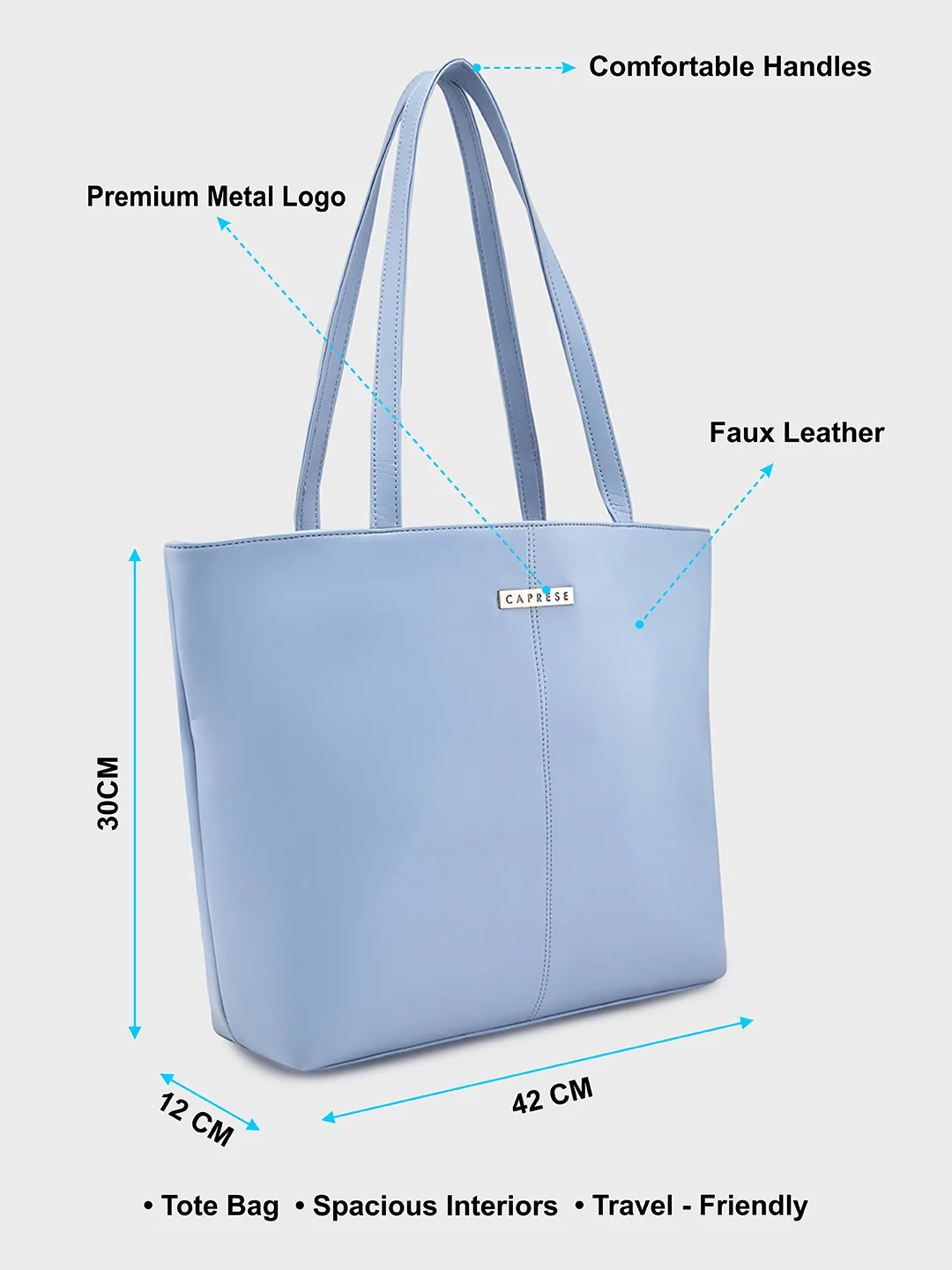 Caprese Maree Medium Powder Blue Tote Bag - Image 3