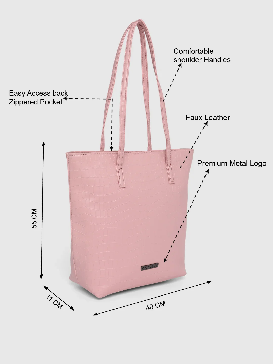 Caprese MARTINA Medium Pink Tote Bag - Image 4