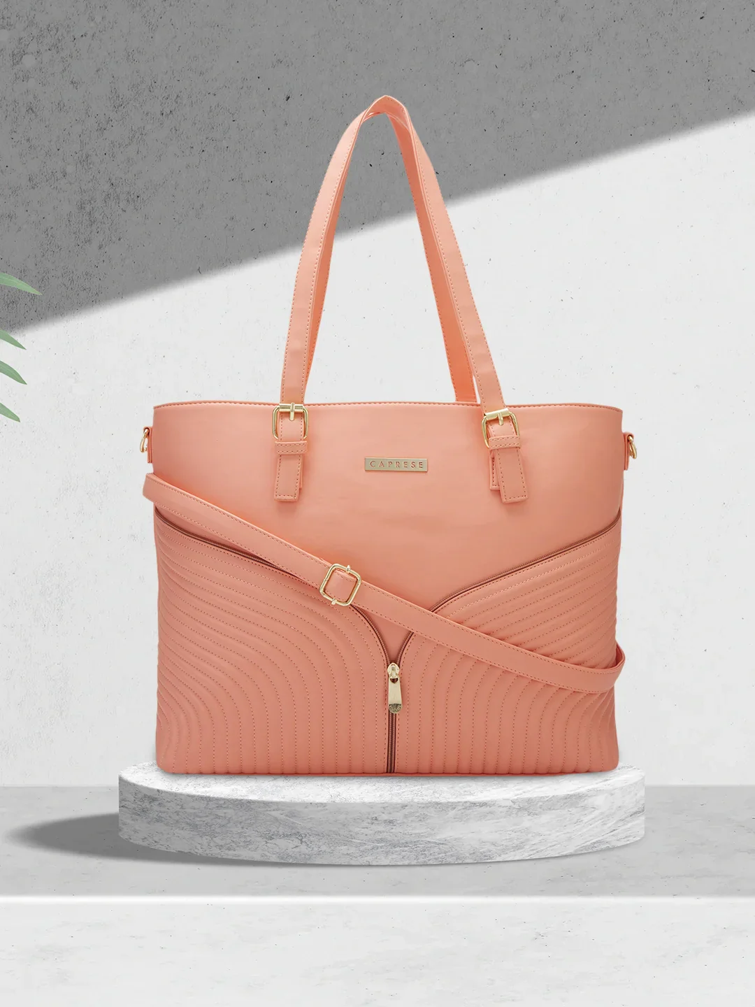 Caprese Marvel Large Coral Laptop Tote Bag - Image 10