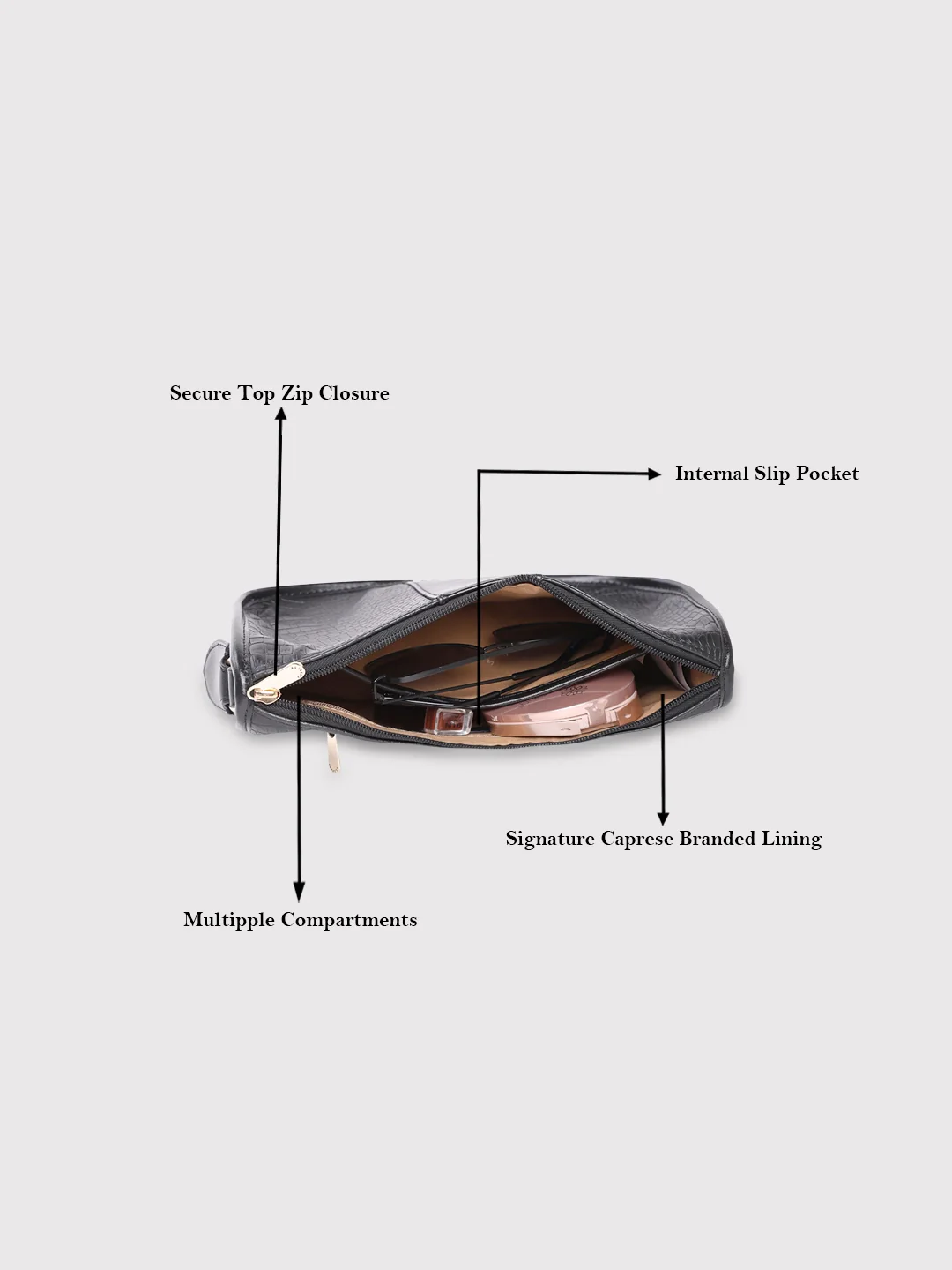 Caprese May Medium Black Baguette Bag - Image 11