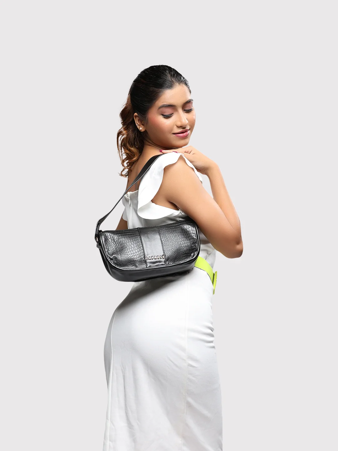 Caprese May Medium Black Baguette Bag - Image 14