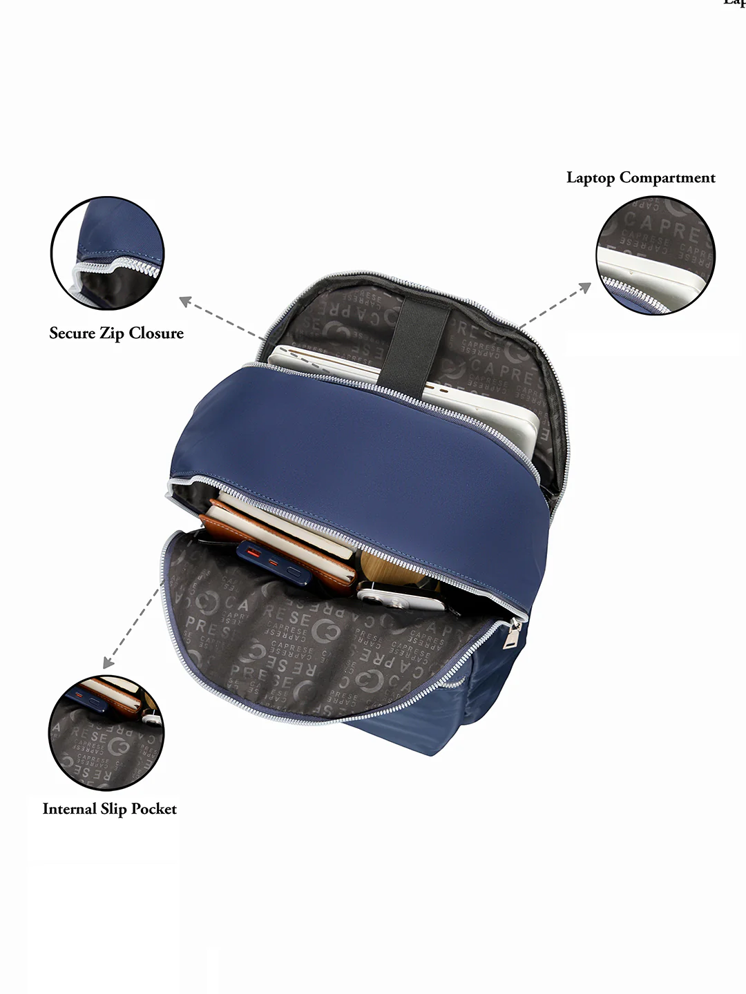 Caprese Mercury Medium Navy Blue Backpack - Image 12