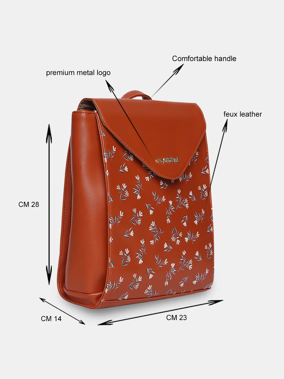 Caprese Merida Large Tan Printed Backpack - Image 14