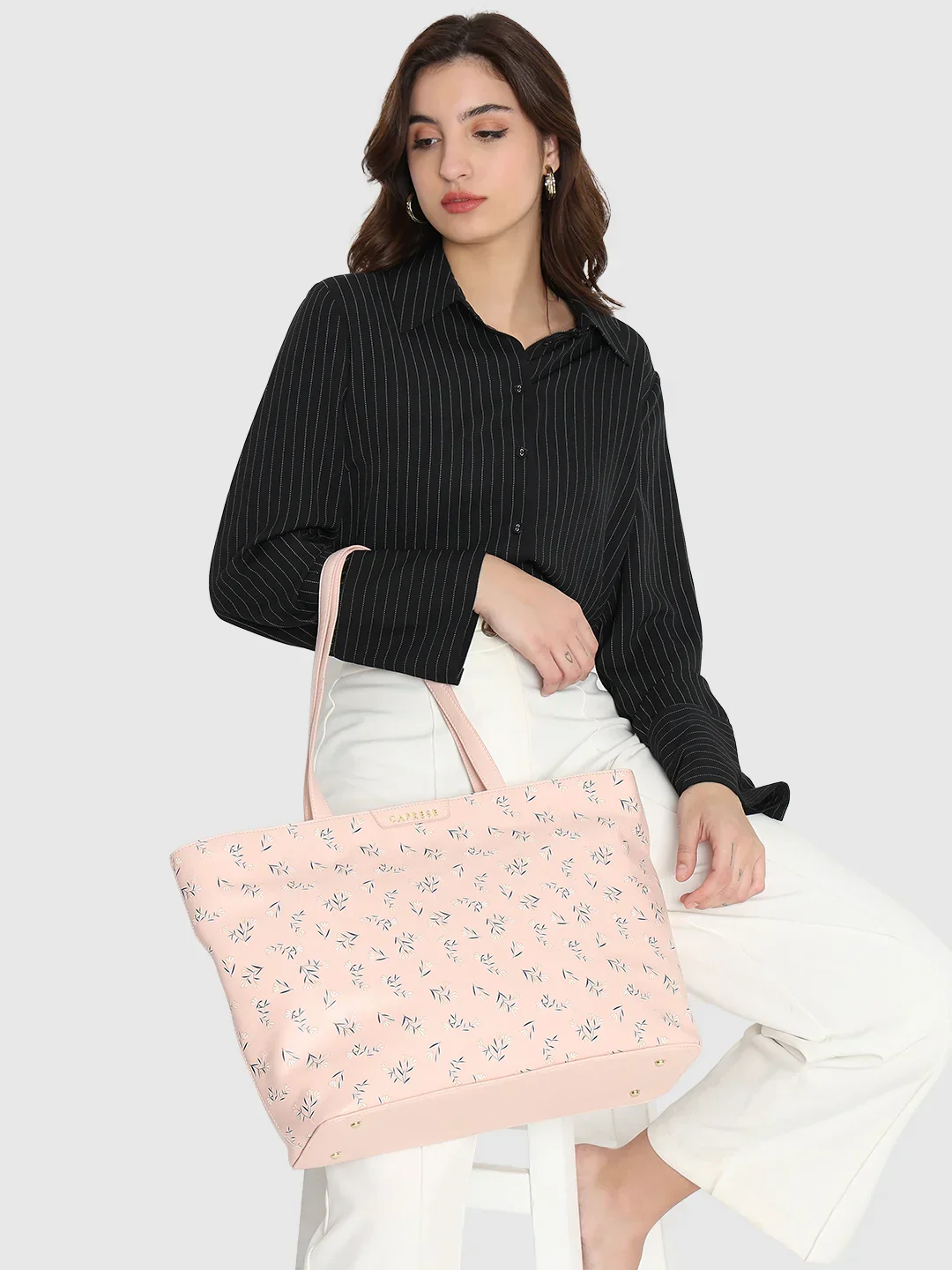 Caprese Merida Tote Printed Large Blush Laptop Bag - Image 12