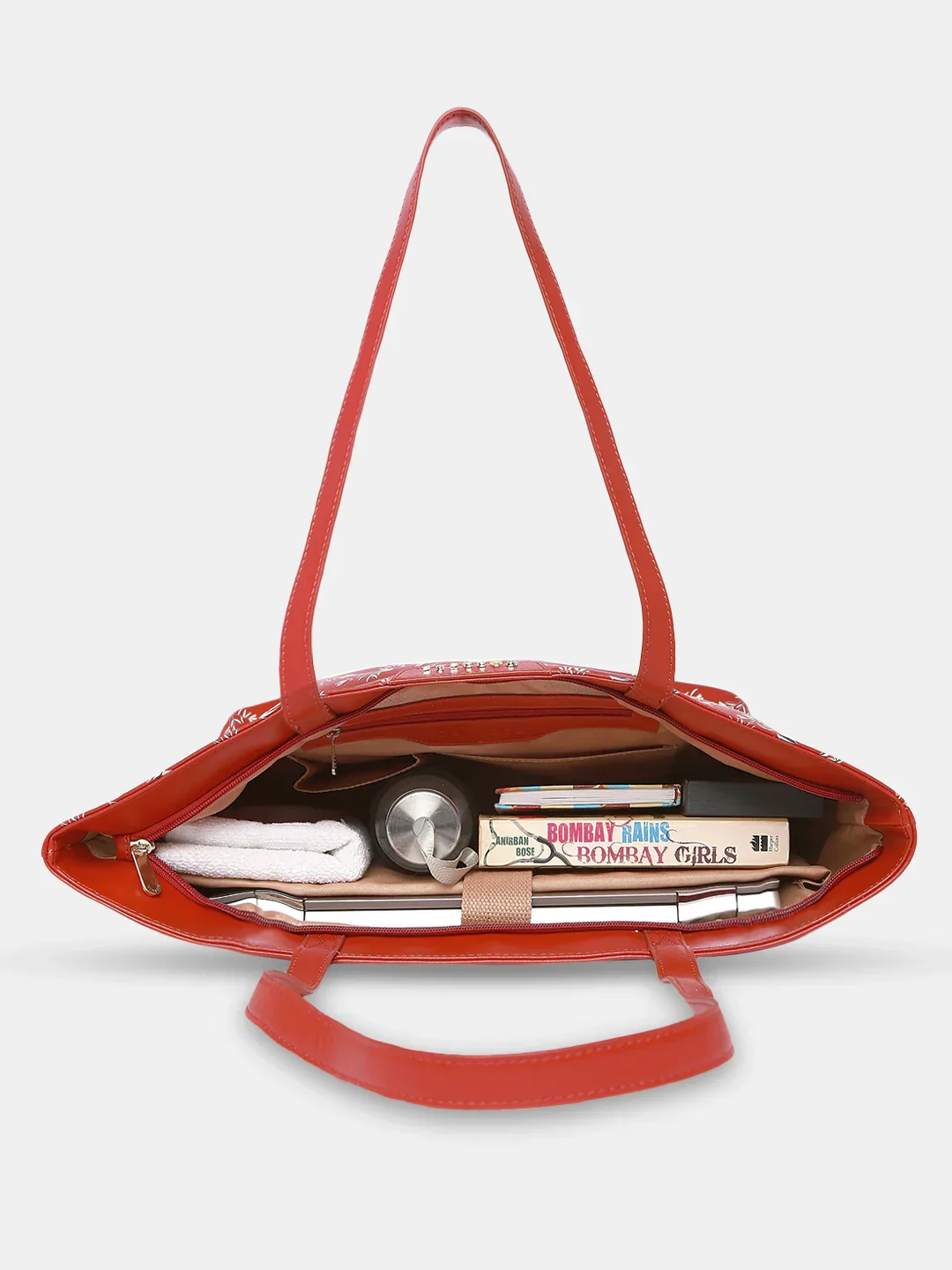 Caprese Merida Tote Printed Large Red Laptop Bag - Image 10