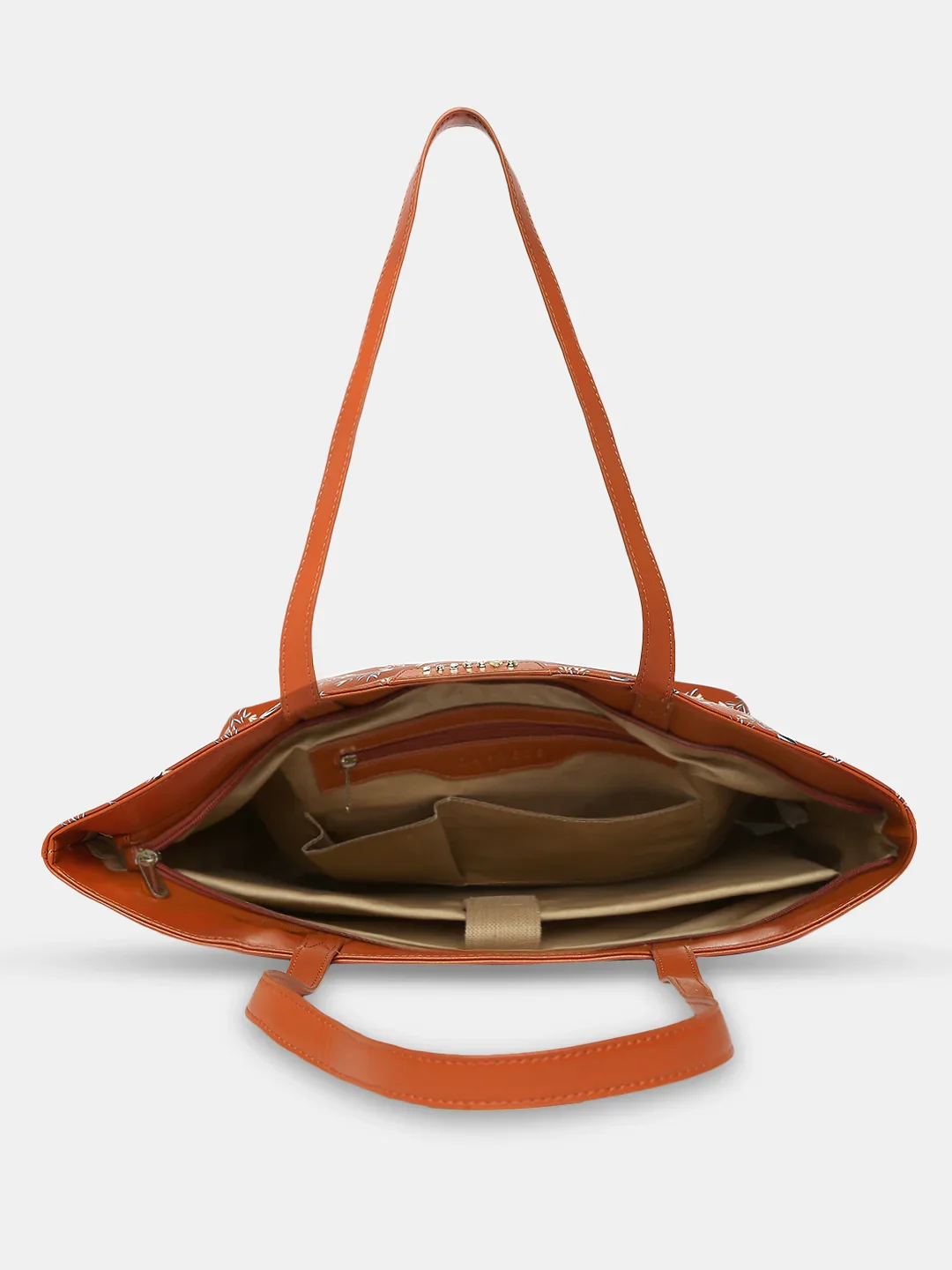 Caprese Merida Printed Large Tan Laptop Tote Bag - Image 10