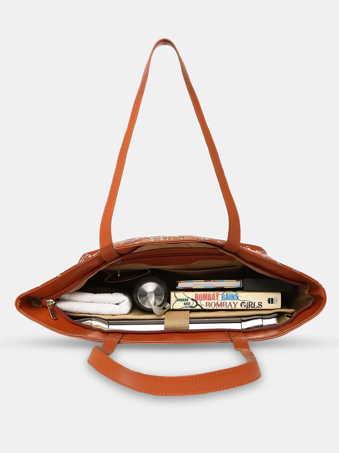 Caprese Merida Printed Large Tan Laptop Tote Bag - Image 11