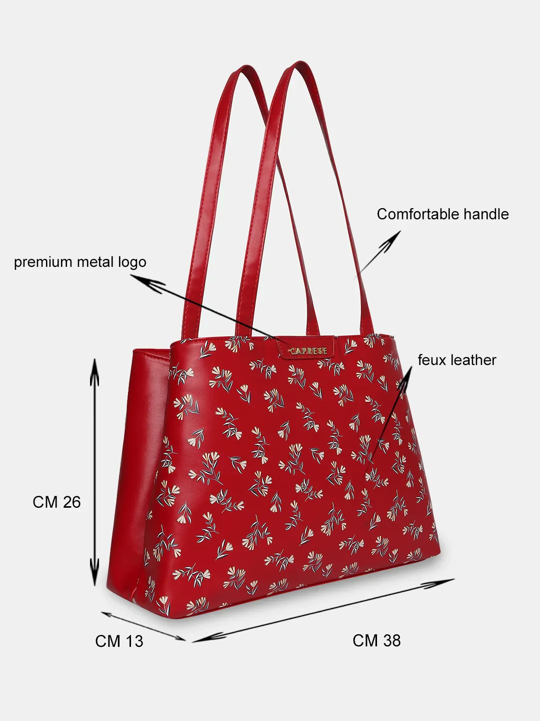 Caprese Merida Large Printed Red Satchel Bag - Image 5
