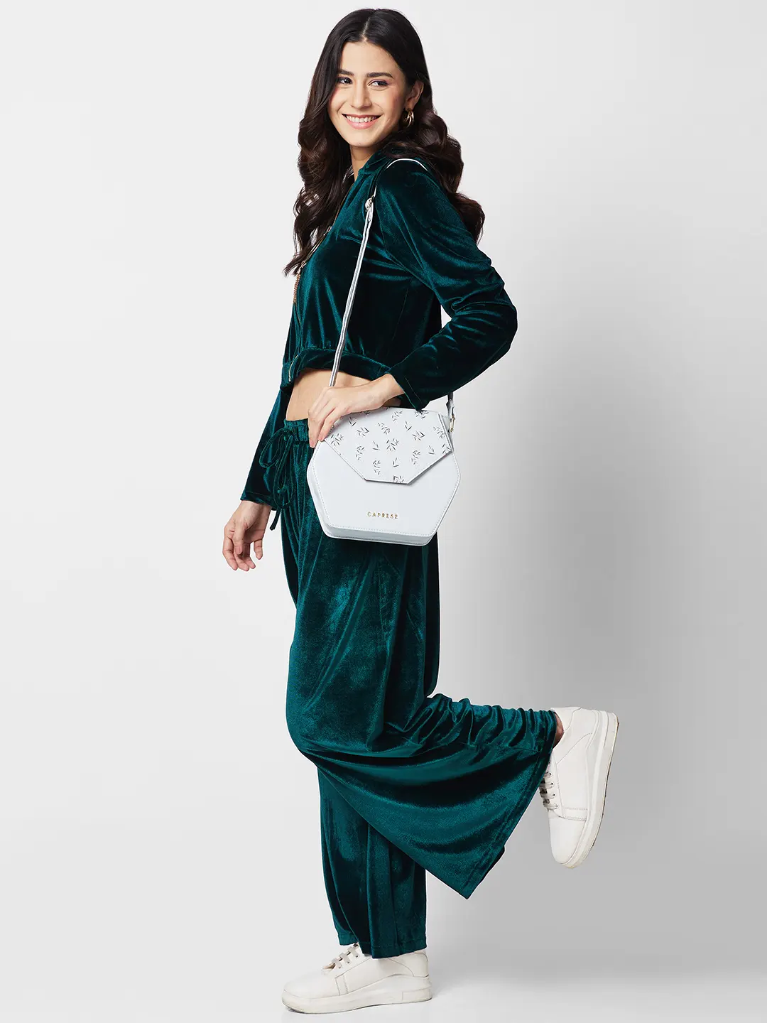 Caprese Merida Medium Printed Sky Blue Sling Bag - Image 3