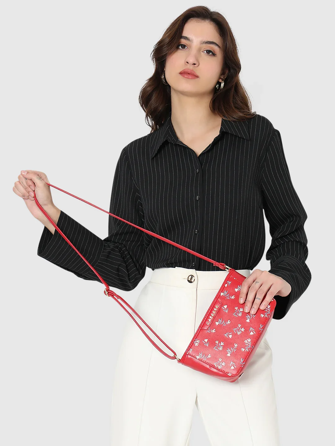 Caprese Merida Small Printed Red Sling Bag - Image 3