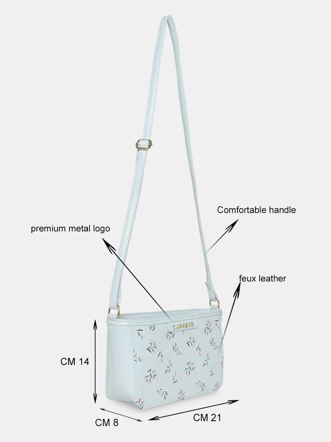 Caprese Merida Small Printed Sky Blue Sling Bag - Image 10