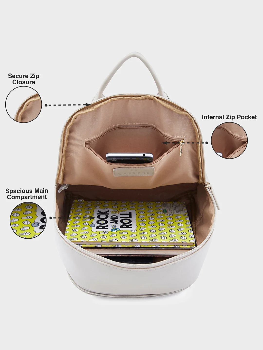 Caprese Merlin Medium Beige Backpack - Image 8