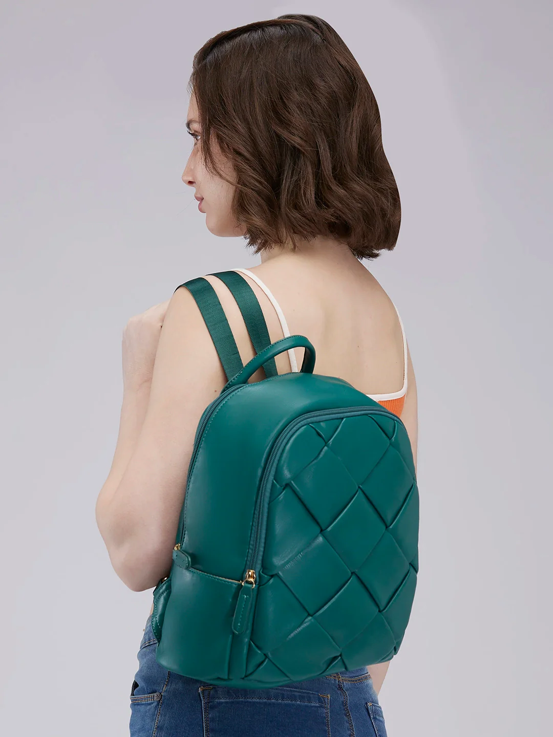 Caprese Merlin Medium Bottle Green Backpack - Image 12